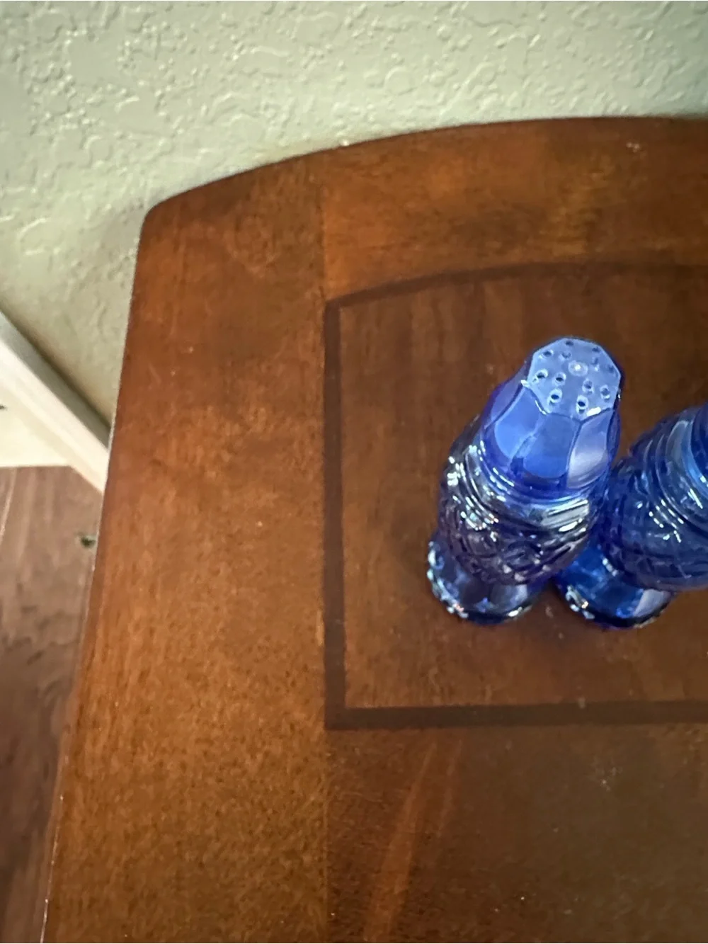 Vintage Avon Cobalt Blue Diamond-Texture Glass Shakers